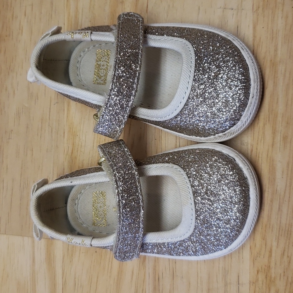 Kate Spade / Keds collab baby sneaker shoe gold sparkly 1 mo